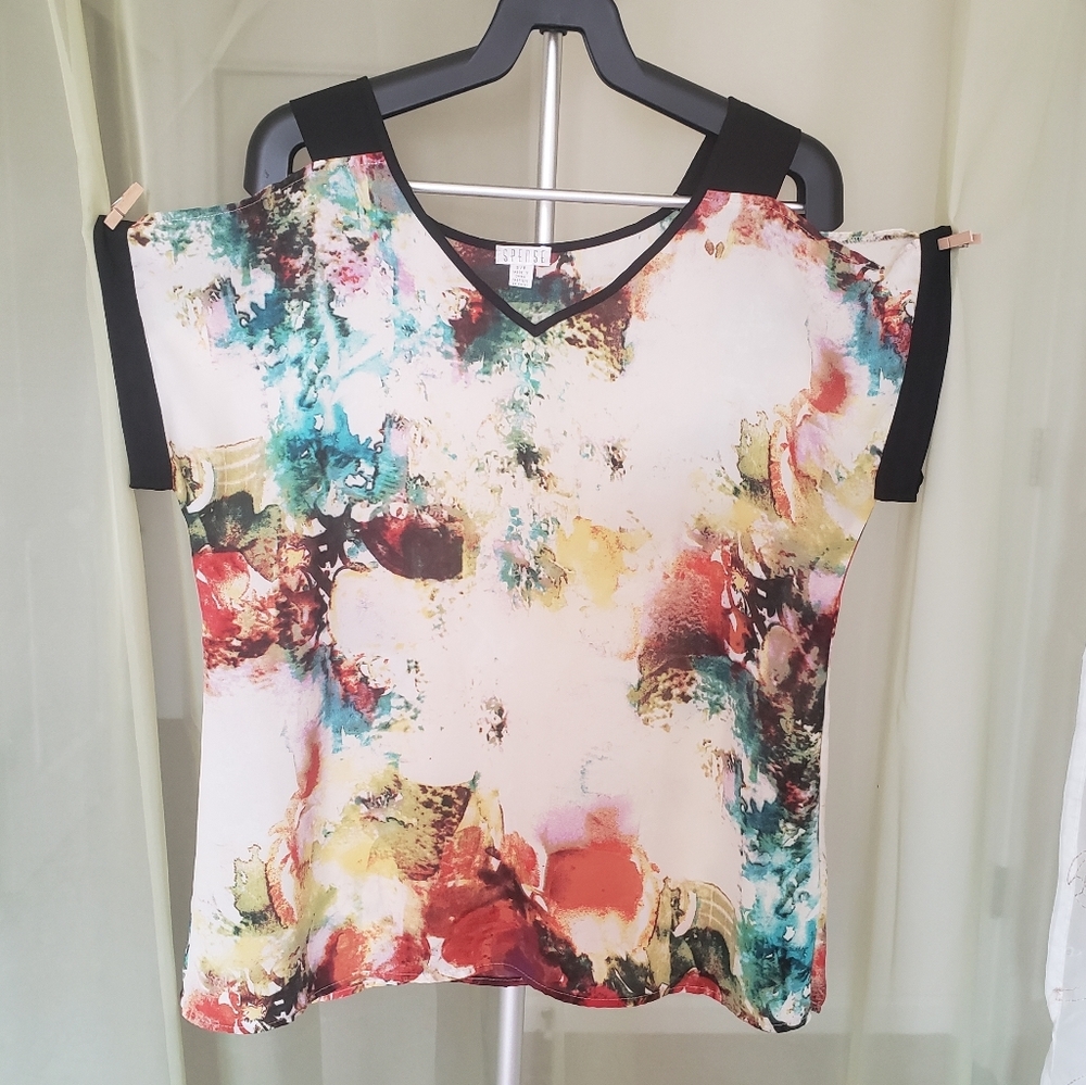 🔥3 for 25! Spense cold shoulder v neck blouse S